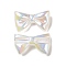 Opaque Acrylic Beads, AB Color Plated, Bowknot, White, 26x44x11mm, Hole: 3mm