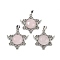 Natural Rose Quartz Pendants, with Rack Plating Brass Findings, Platinum, Cadmium Free & Lead Free, Star, 35x34x7.5~8mm, Hole: 5x8mm