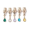 Alloy Replacement Zipper Sliders, with Teardrop Brass Glass Charms, Mixed Color, 4cm