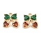 Brass Micro Pave Cubic Zirconia Charms, Cadmium Free & Nickel Free & Lead Free, Cherry Charms, Real 18K Gold Plated, Dark Orange, 9x9x2.5mm, Hole: 1.2mm