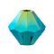 Preciosa® Crystal Beads, Czech Crystal, Bicone(451 69 302 Rondelle), 50730 20000 Emerald AB 2x, 6mm, Hole: 1mm