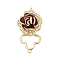 Brass Fold Over Clasps, Cadmium Free & Nickel Free & Lead Free, with Enamel, Flower, Real 18K Gold Plated, 32x17x16.5mm