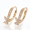 Brass Cubic Zirconia Leverback Earring Findings, with Loop, Nickel Free, Real 18K Gold Plated, 18.5x11x7.5mm, Hole: 1mm, pin: 0.7mm