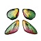 4Pcs Transparent Epoxy Resin Butterfly Wings Pendants, with Gold Foil & Glitter Powder, Green, 29~39.5x18.5~23x2.5~3mm, Hole: 1.1mm