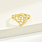 Brass Alphabet Adjustable Rings for Women, Cadmium Free & Nickel Free & Lead Free, with Heart, Letter B, 17mm, US Size 6 1/4(16.7mm)