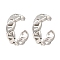 Rack Plating Brass Oval Cuff Earrings with Cubic Zirconia, Long-Lasting Plated, Lead Free & Cadmium Free, Platinum, 13x14x4mm