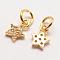 Brass Micro Pave Grade AAA Cubic Zirconia Charms, Long-Lasting Plated, Star, Cadmium Free & Nickel Free & Lead Free, Real 18K Gold Plated, 8x5x2mm, Hole: 3mm