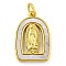 Real 18K Gold Plated Brass Pendants with Shell and Jump Rings, Religion Virgin Mary, Cadmium Free & Lead Free, Arch, 18x12x2.5mm, Hole: 3mm