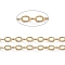 Brass Textured Cable Chains, Soldered, with Spool, Flat Oval, Long-Lasting Plated, Real 18K Gold Plated, 8x5.7x0.8mm, about 16.4 Feet(5m)/roll
