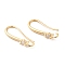Brass Earring Hooks, Ear Wire, with Glass, Cadmium Free & Nickel Free & Lead Free, Real 18K Gold Plated, 18.5x7mm, Hole: 1.5mm