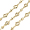 Rack Plating Heart & Round Brass Link Chains, with Clear Glass, Long-Lasting Plated, Soldered, with Spool, Light Gold, heart: 12.5x7.5x2.5mm, about 32.81 Feet(10m)/Roll