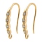 Brass Micro Pave Clear Cubic Zirconia Earring Hooks, Real 18K Gold Plated, 18x9.5x2mm, Hole: 1.2mm, Pin: 0.8mm