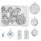 14Pcs 7 Styles 304 Stainless Steel Pendants, with Mixed Color Rhinestone, Moon & Star Charm, Mixed Shapes , Stainless Steel Color, 12~29x7.5~25x2~3.5mm, Hole: 1.4~2mm, 2pcs/style