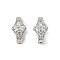 Brass Micro Pave Clear Cubic Zirconia Fold Over Clasps, Cadmium Free & Nickel Free & Lead Free, Rhombus, Platinum, 11x5x7.5mm