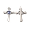 201 Stainless Steel Pendants, Cross with Enamel Evil Eye, Stainless Steel Color, 30x21.5x2.5mm, Hole: 1.5mm
