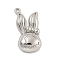 Non-Tarnish 304 Stainless Steel Pendants, Rabbit Charm, Stainless Steel Color, 28x13.5x6mm, Hole: 1.6mm