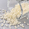 11/0 Grade A Round Glass Seed Beads, Transparent Inside Colours, Luster Plated, Light Goldenrod Yellow, 2.3x1.5mm, Hole: 1mm, about 48500pcs/pound
