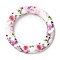 Food Grade Eco-Friendly Silicone Pendants, Ring with Rose Pattern, White, 65x10mm, Hole: 4mm