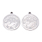 Non-Tarnish 201 Stainless Steel Pendants, Flat Round with Twelve Constellation, Laser Cut, Stainless Steel Color, Capricorn, 25x22x1.5mm, Hole: 2mm