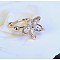 Alloy Micro Pave Clear Cubic Zirconia Cuff Earrings, Flower, Golden, 9mm