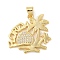 Rack Plating Brass Micro Pave Cubic Zirconia Pendants, Long-Lasting Plated, Cadmium Free & Lead Free, Coconut Tree, Real 18K Gold Plated, 23.5x24.5x2mm, Hole: 4x3mm