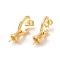 Brass Stud Earring Findings, with 925 Sterling Silver Pins, for Half Drilled Beads, Cadmium Free & Nickel Free & Lead Free, Real 18K Gold Plated, 24x7mm, Pin: 12x0.8mm and 1mm(for Half Drilled Beads)