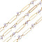 Brass Paperclip Chains, Nickel Free, with ABS Plastic Pearl, Unwelded, Real 16K Gold Plated, 14x4x0.5mm