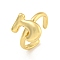 Brass Letter Open Cuff Rings for Women, Cadmium Free & Lead Free, Adjustable, Real 18K Gold Plated, Letter J, 15~16.5x7~16.5mm