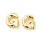Brass Hollow Out Initial Letter Stud Earrings for Women, Real 18K Gold Plated, Lead Free & Cadmium Free, Letter.G, 7x6.5x1.5mm, Pin: 0.8mm
