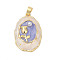 Brass Enamel Pendants, with Imitation Pearls, Rack Plating, Lasting Plated, Cadmium Free & Lead Free, Oval, 24.5x16.5x4.5mm, Hole: 3.5x2.5mm