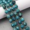Natural Sesame Jasper Dyed Beads Strands, Faceted, Rice-shaped, with Sead Beads, Dark Turquoise, 9.5x7.5~8mm, Hole: 1mm, about 34pcs/strand, 15.08''(38.3cm)