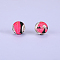 Printed Round Silicone Focal Beads, Hot Pink, 15x15mm, Hole: 2mm