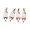 Brass Clear Cubic Zirconia Pendants, Cadmium Free & Nickel Free & Lead Free, with Acrylic and Brass Snap on Bails, Ice Lolly, Creamy White, Real 18K Gold Plated, 21x8x4mm, Hole: 4x3mm
