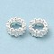 Eco-Friendly Rack Plating Brass Beads, Long-Lasting Plated, Lead Free & Cadmium Free, Large Hole Beads, Flower, Silver, 8x4mm, Hole: 4.8mm