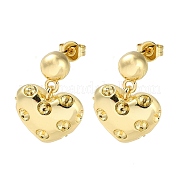 Серьги-гвоздики в виде сердца из латуни EJEW-A045-10G