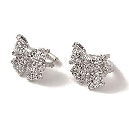 Серьги-каффы из латуни с микропаве из кубического циркония EJEW-R162-22P-1