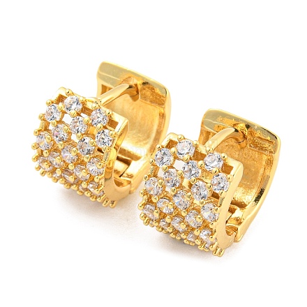 Толстые серьги-кольца из латуни с фианитом EJEW-K245-43G-1
