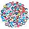 Glass Cabochons, with Self-Adhesive, for DIY Jewelry Making, Half Round with Mixed Patterns, Starry Sky Pattern, 25x6mm