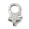 Brass Clear Cubic Zirconia Lobster Claw Clasps, Cadmium Free & Nickel Free & Lead Free, Star, Platinum, 22.5x13.5x5.5mm, Hole: 5x2mm