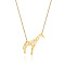 Stainless Steel Geometric Artistic Hollow Animal Pendant Necklaces, Clavicle Chain Necklaces for Women, Golden, Giraffe, 17.72 inch(45cm)