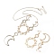 Sun & Moon Alloy Pendant Necklace & Asymmetrical Hoop Earring Sets, Golden, 460mm