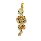 Brass Micro Pave Cubic Zirconia Pendants, with Enamel, Cadmium Free & Nickel Free & Lead Free, Real 18K Gold Plated, Snake, 43x13x4mm, Hole: 4.7x3.5mm