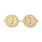 Rack Plating Brass Cubic Zirconia Saint Benedict Connector Charm, Long-Lasting Plated, Lead Free & Cadmium Free, Flat Round Links, Real 18K Gold Plated, 17x22x2mm, Hole: 1.4mm