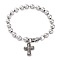 304 Stainless Steel Bracelets, Stainless Steel Color, Cross, 7-1/2 inch(19.2cm), Pendant: 18.5x12.5x3mm.