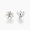 Brass Bead Cap Bails, 7-Petal Flower, Silver Color Plated, 8x8mm, Hole: 1.2mm