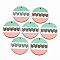 Printed Natural Poplar Wood Pendants, Laser Cut Wood Shapes, Flat Round with Chevron, Colorful, 49.5x3mm, Hole: 2mm