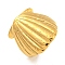 Ion Plating(IP) Shell Shape 304 Stainless Steel Open Cuff Finger Rings for Women, Real 18K Gold Plated, Shell: 21x19mm