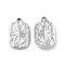 Non-Tarnish 304 Stainless Steel Pendants, Textured, Rectangle with Star Charm, Stainless Steel Color, 18x10.5x3mm, Hole: 1.2mm