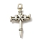 Alloy Pendants, Antique Silver Charms, Cross, 34x20.5x5mm, Hole: 2.5mm