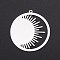 Non-Tarnish 201 Stainless Steel Pendants, Laser Cut, Ring with Sun, Stainless Steel Color, 32x30.5x1mm, Hole: 1.4mm